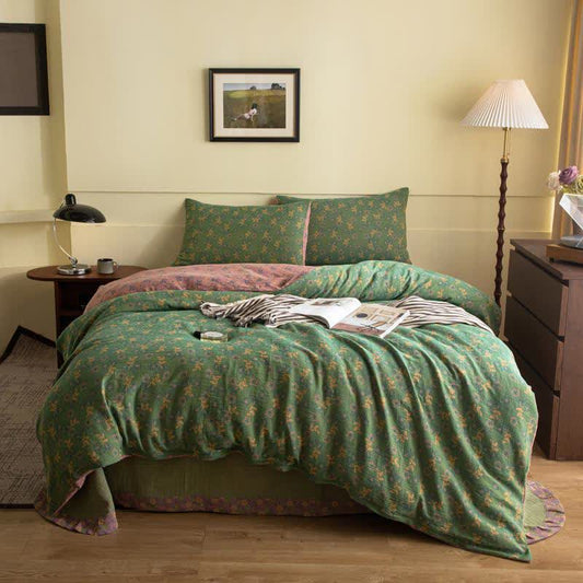 Rustic Floral Cotton Gauze Bedding Set(4pcs) - King - image 0