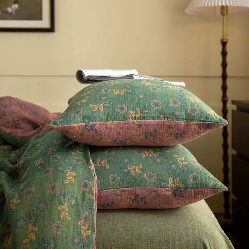 Rustic Floral Cotton Gauze Bedding Set(4pcs) - image 5