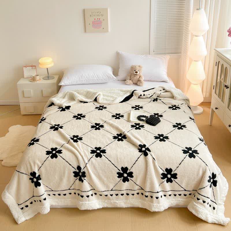 Diamond Checkered Flower Throw Blanket - Blanket - Queen - image 0