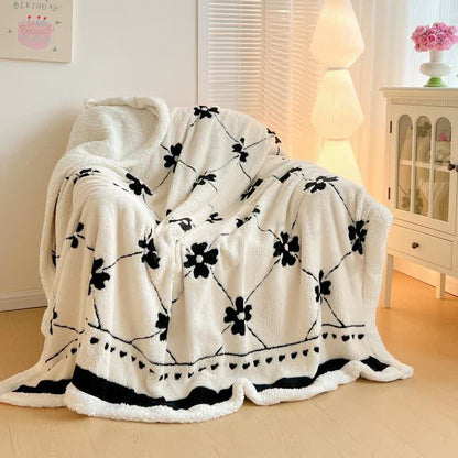 Diamond Checkered Flower Throw Blanket - image 11