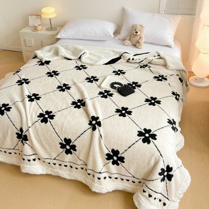 Diamond Checkered Flower Throw Blanket - image 1