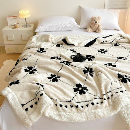 Diamond Checkered Flower Throw Blanket - image 3
