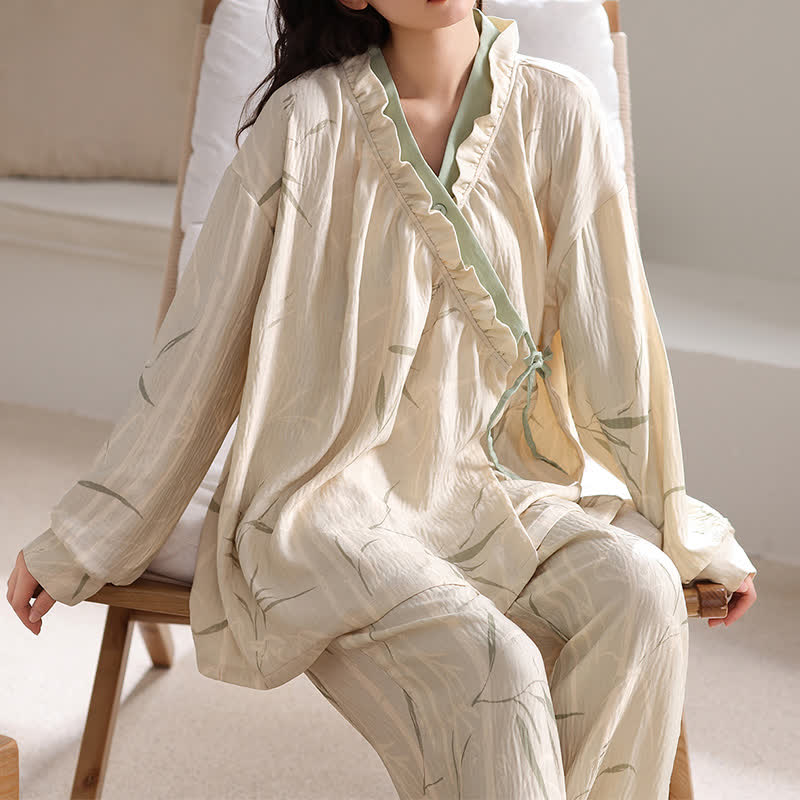 Bamboo Leaf Kimono Loungewear Set - image 1