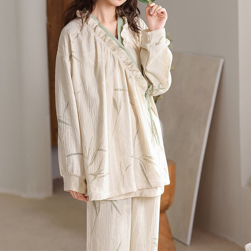 Bamboo Leaf Kimono Loungewear Set - 2XL - image 0