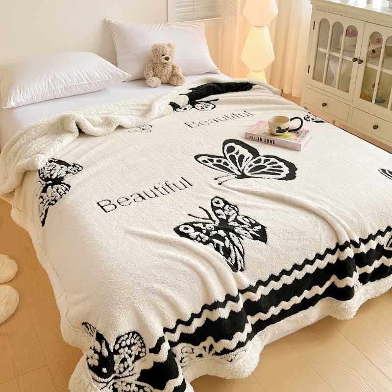 Butterfly Jacquard Warm Throw Blanket - image 1