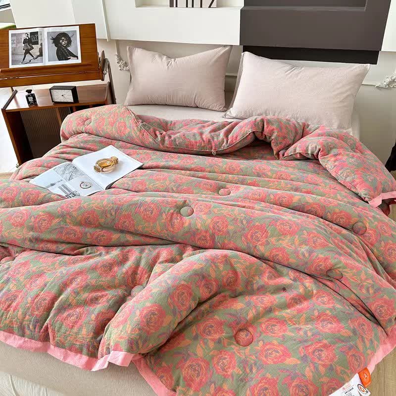 Pink Rose Cotton Gauze Jacquard Quilt - image 4