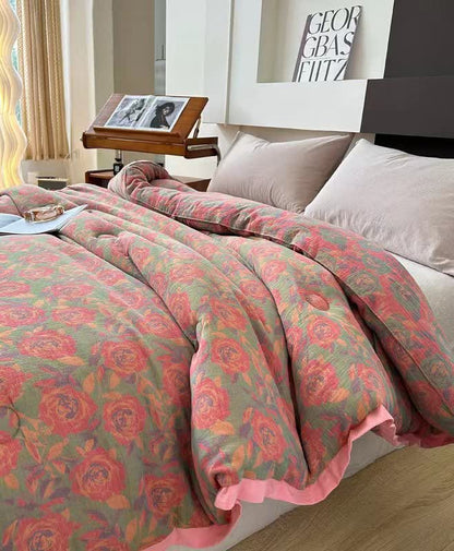 Pink Rose Cotton Gauze Jacquard Quilt - image 2