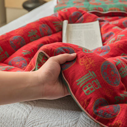 Retro Auspicious Cotton Gauze Jacquard Quilt - image 5