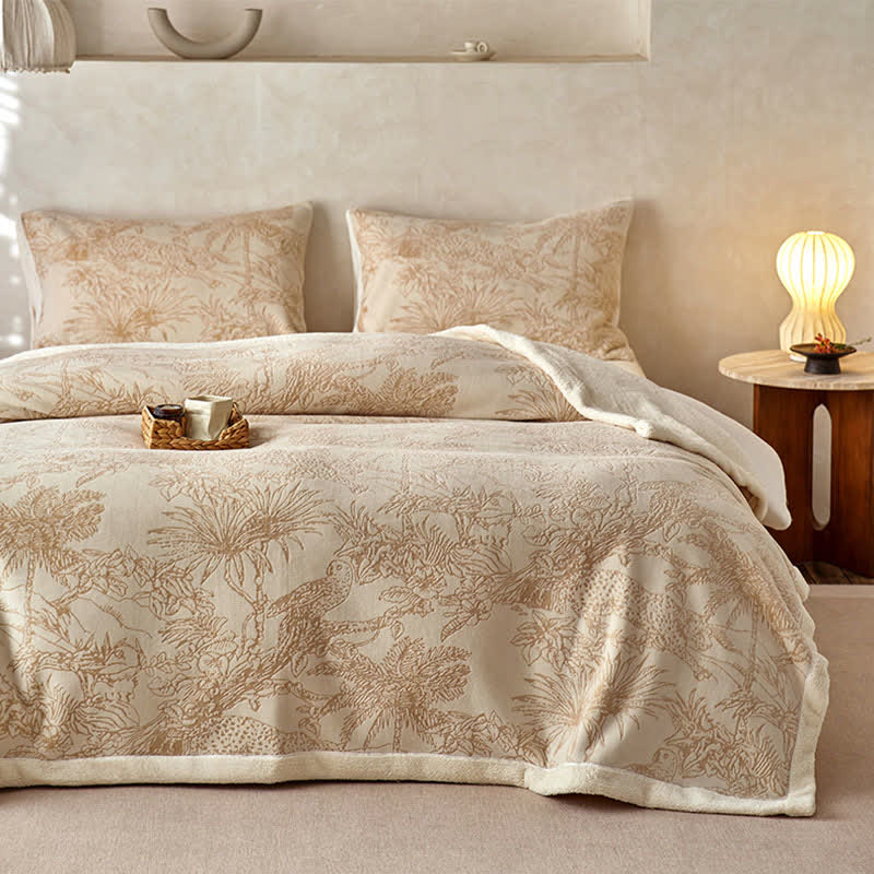 Jungle Jacquard Warm Throw Blanket - Brown - Queen - image 2