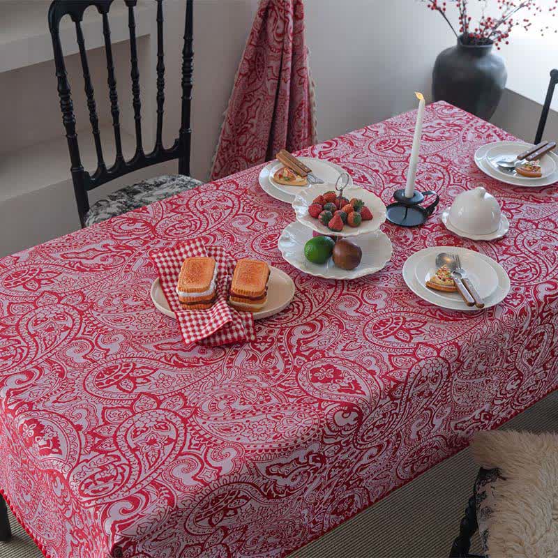 Ethnic Style Paisley Pattern Jacquard Tablecloth - image 3