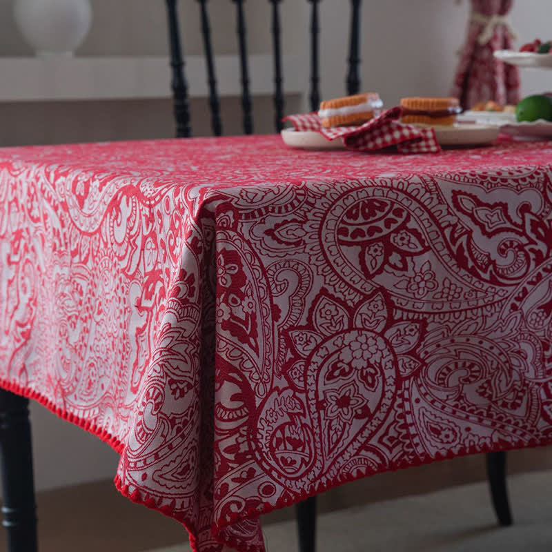Ethnic Style Paisley Pattern Jacquard Tablecloth - image 7