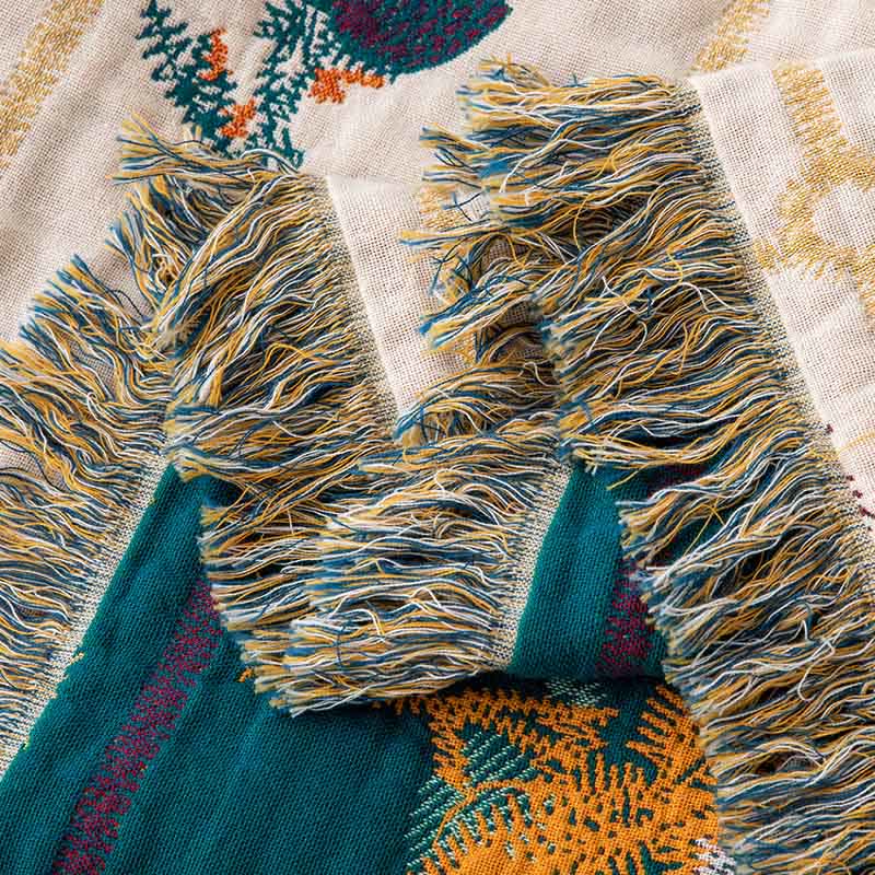 Floral Plaid Natural Cotton Gauze Quilt - image 4