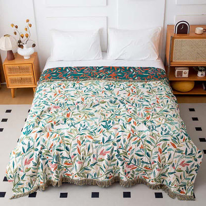 Fresh Leaf Natural Cotton Gauze Quilt - Queen - image 0