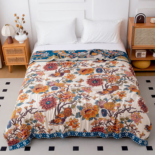 Luxury Floral Butterfly Natural Cotton Quilt - Queen - image 0