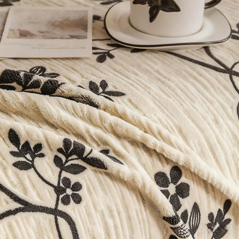 Chenille Floral Branch Sofa Throw Blanket - image 3