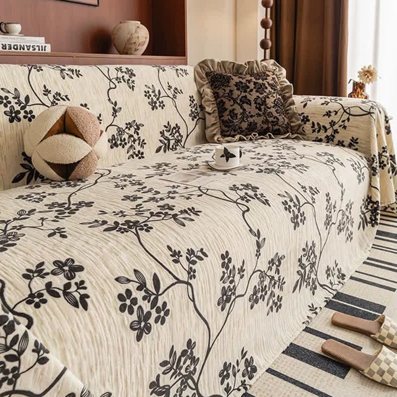 Chenille Floral Branch Sofa Throw Blanket - image 1