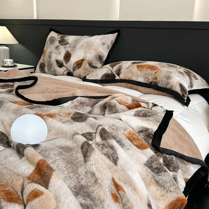 Leaf Print Reversible Throw Blanket - Queen - image 0