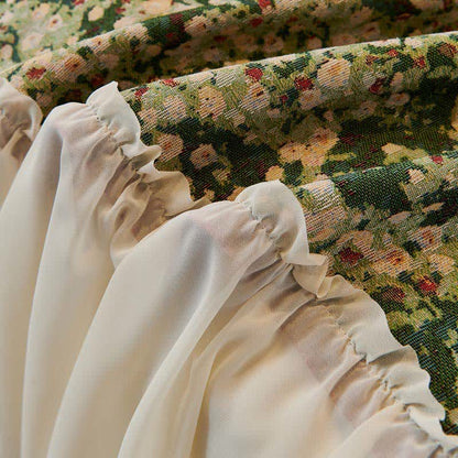 Green Floral Ruffled Sofa Protector - image 6