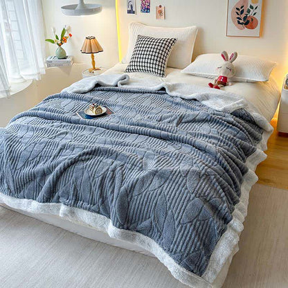 Leaf Textured Sherpa Throw Blanket - Grey - Queen - image 9