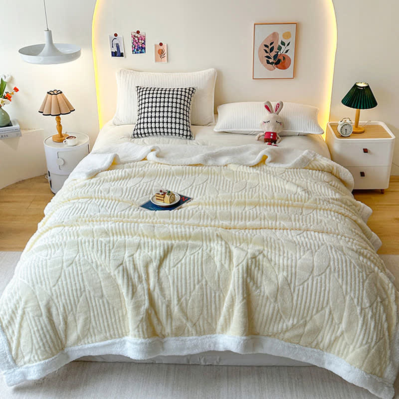 Leaf Textured Sherpa Throw Blanket - image 1