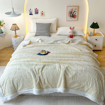 Leaf Textured Sherpa Throw Blanket - image 1