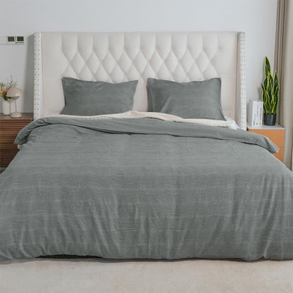 Neutral Wave Pattern Cotton Bedding Set(3PCS) - image 1