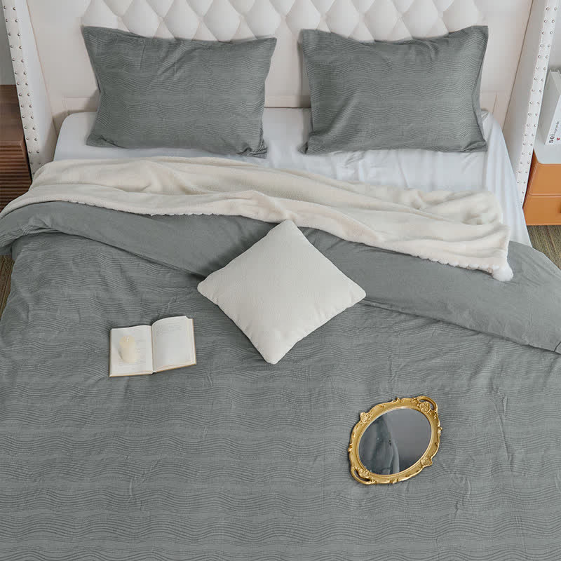 Neutral Wave Pattern Cotton Bedding Set(3PCS) - image 4