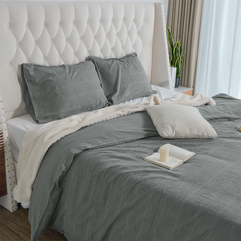 Neutral Wave Pattern Cotton Bedding Set(3PCS) - image 3