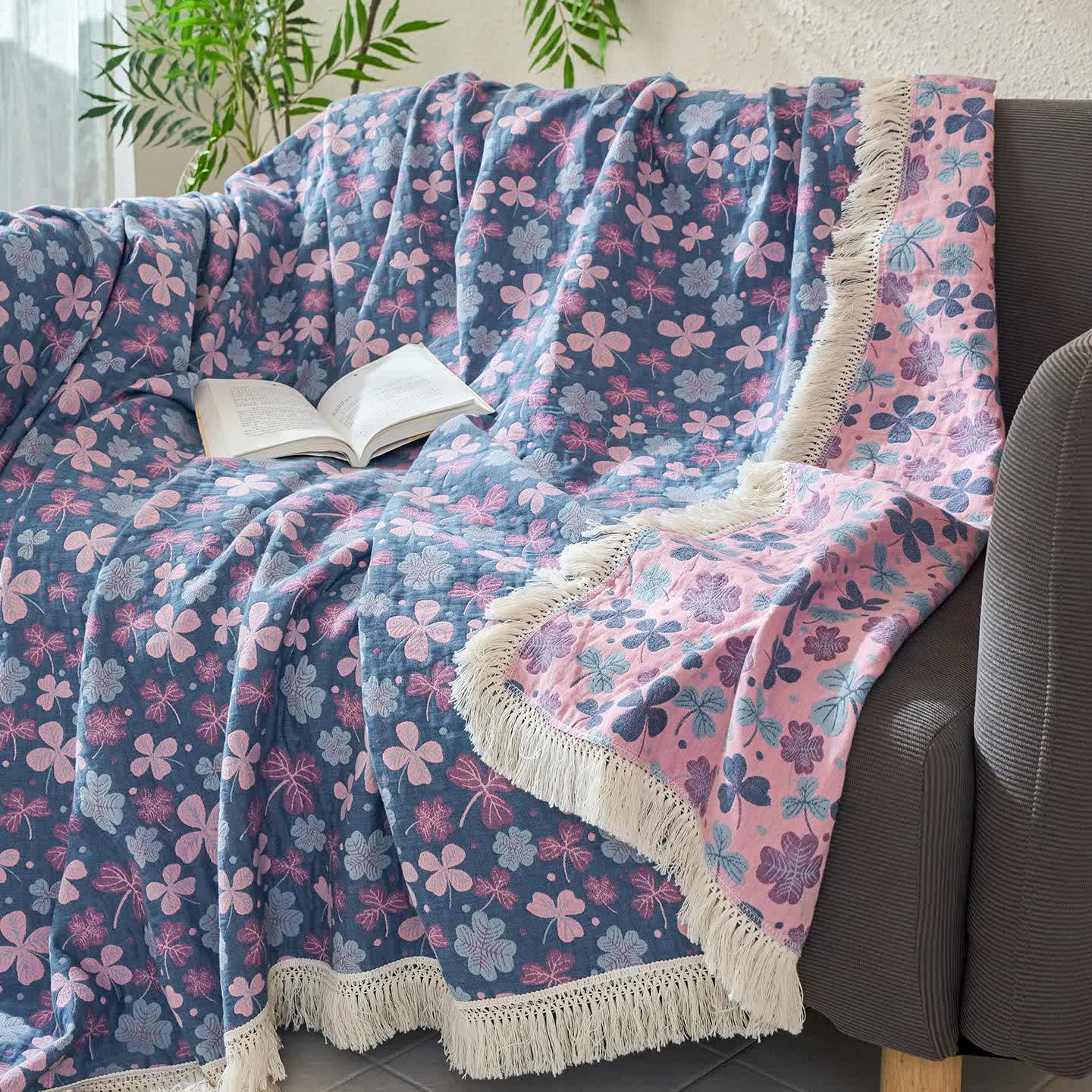 Clover Jacquard Cotton Linen Reversible Quilt - image 1