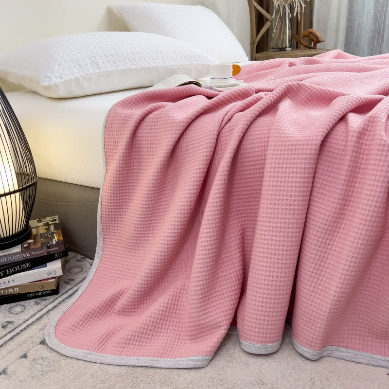 Solid Color Simple Cotton Waffle Quilt - Pink - Queen - image 10