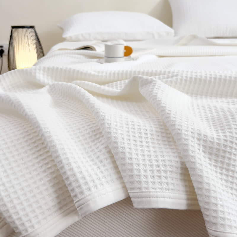 Solid Color Simple Cotton Waffle Quilt - image 4