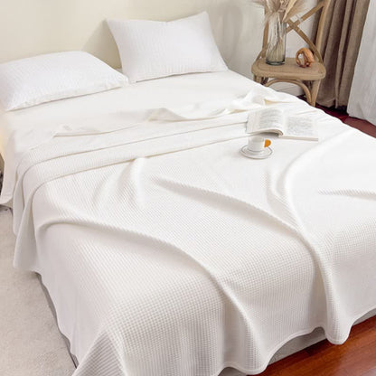 Solid Color Simple Cotton Waffle Quilt - White - Queen - image 2