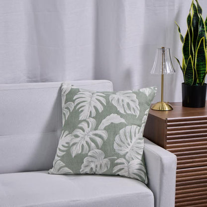 Monstera Cotton Gauze Jacquard Square Pillowcases(2PCS) - 2x Dark Green - 18" x 18" - image 4