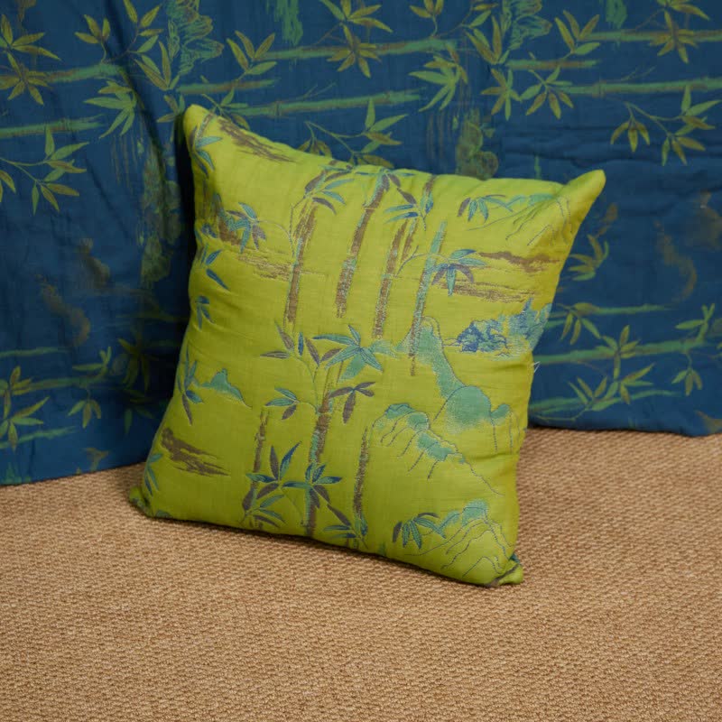 Bamboo Cotton Gauze Jacquard Square Pillowcases(2PCS) - 2x Green - 18" x 18" - image 5