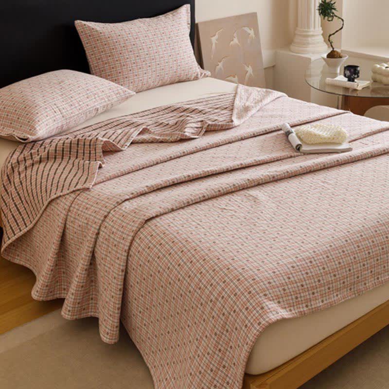 Triple Layer Plaid Cotton Muslin Quilt - image 4