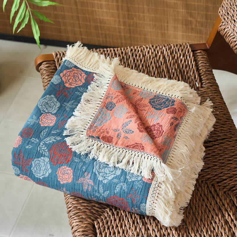 Rose Jacquard Cotton Linen Reversible Quilt - image 3