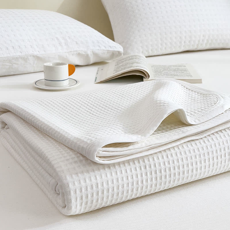 Solid Color Simple Cotton Waffle Quilt - image 5