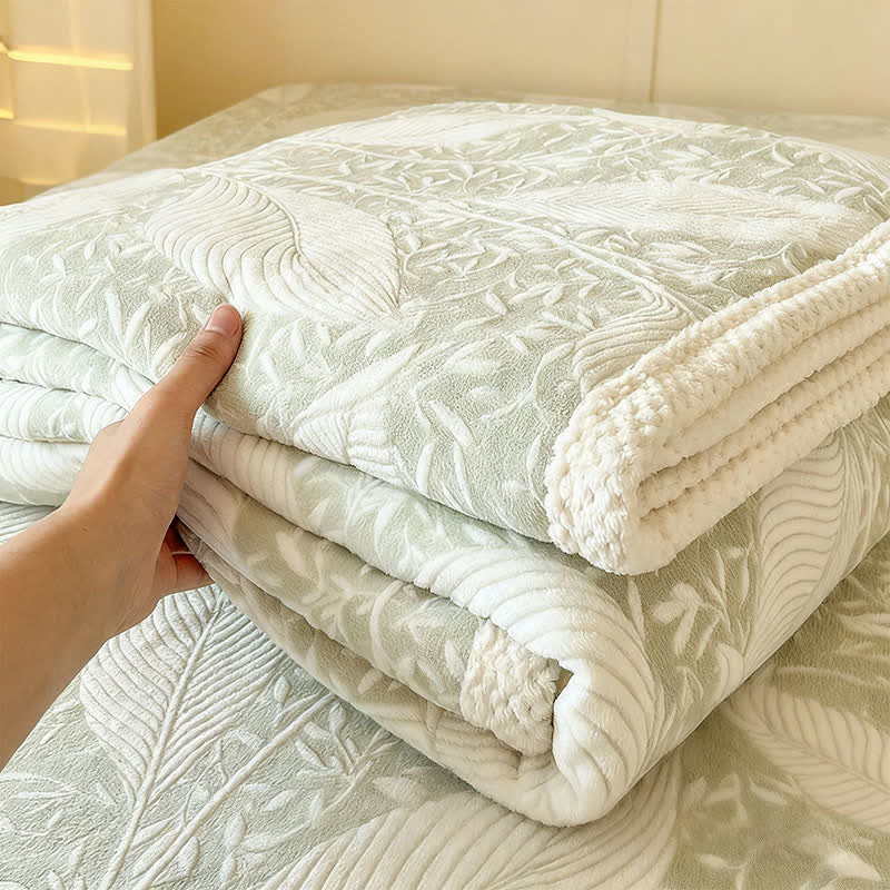 Green Leaf Textured Warm Throw Blanket - image 2