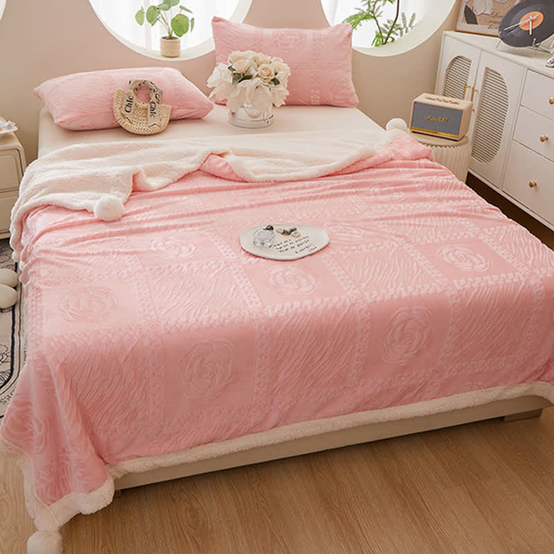 Camellia Textured Warm Throw Blanket - Pink - Queen - image 8