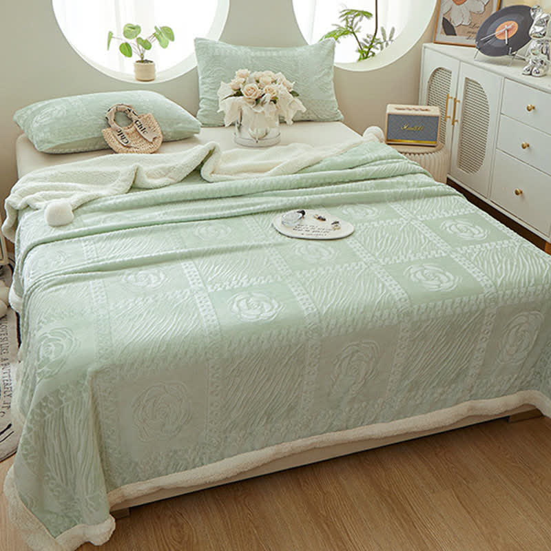 Camellia Textured Warm Throw Blanket - Green - Queen - image 12