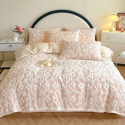 Floral Warm Duvet Cover Blanket - 2Pcs Pillowcases - Pink - 19" x 29" - image 0