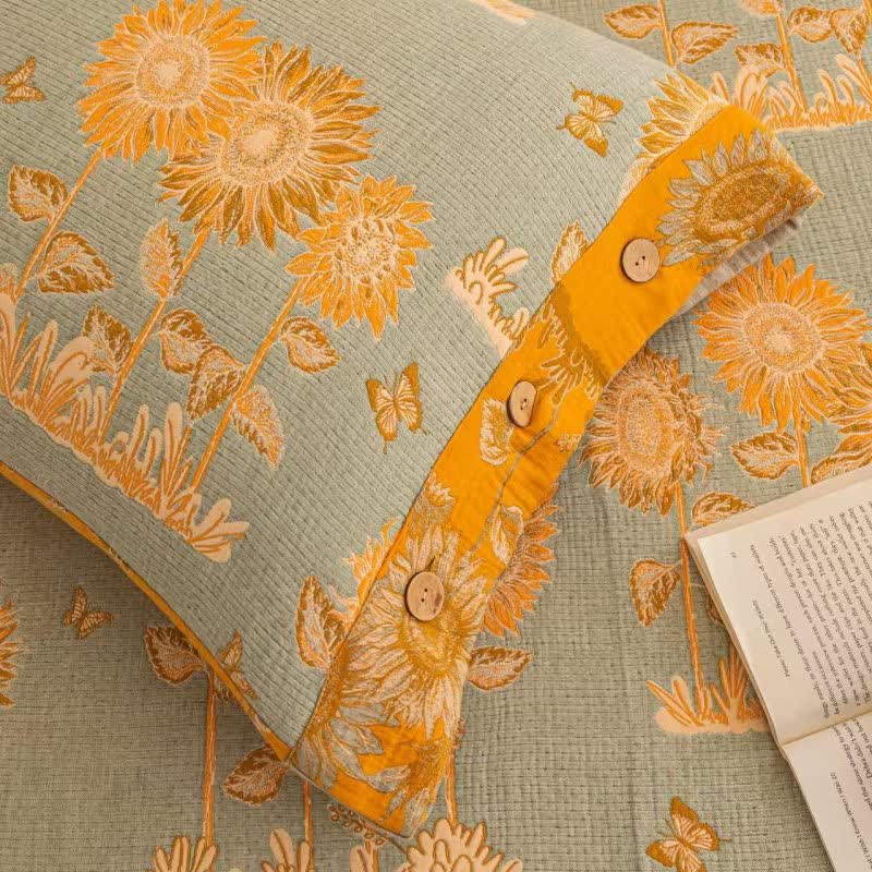 Sunflower Cotton Gauze Reversible Bedding Set(4PCS) - image 4