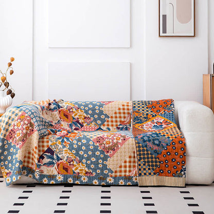 Patchwork Floral Natural Cotton Gauze Quilt - image 3