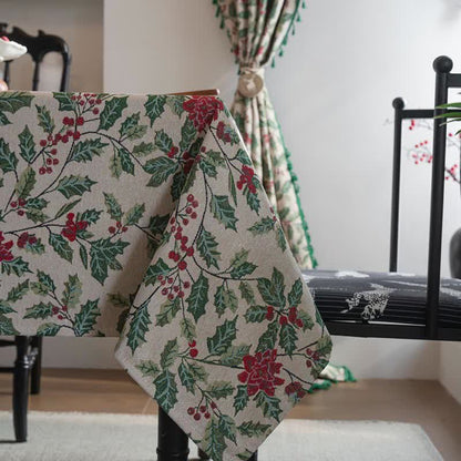 Christmas-inspired Holly Leaf Jacquard Tablecloth - image 9