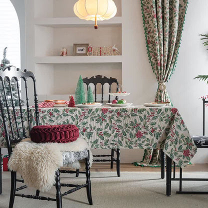 Christmas-inspired Holly Leaf Jacquard Tablecloth - image 2