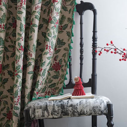Christmas-inspired Holly Leaf Tassel Curtain - image 3