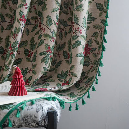 Christmas-inspired Holly Leaf Tassel Curtain - image 7