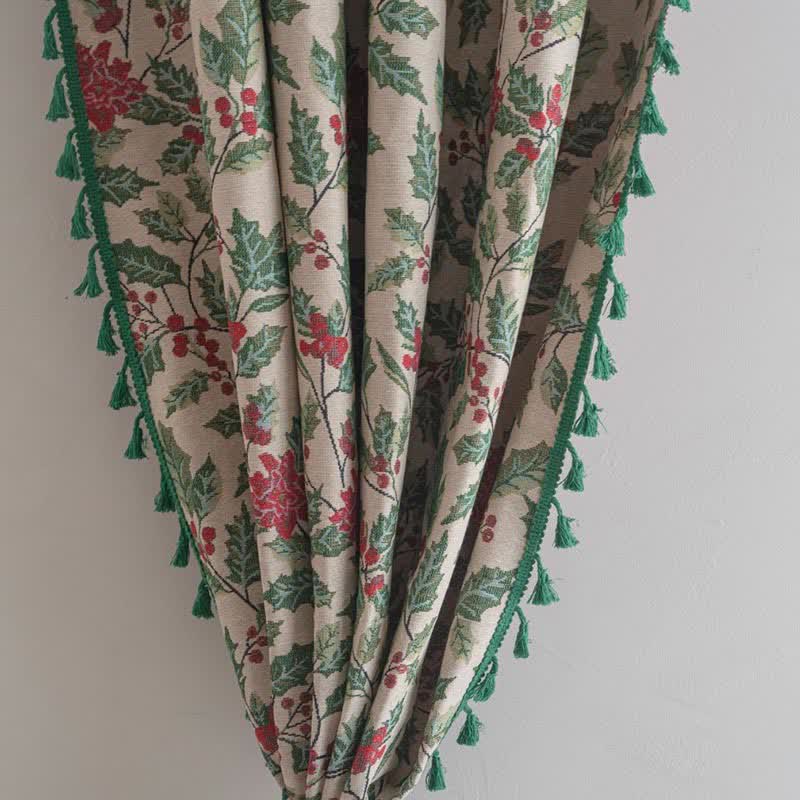 Christmas-inspired Holly Leaf Tassel Curtain - image 6