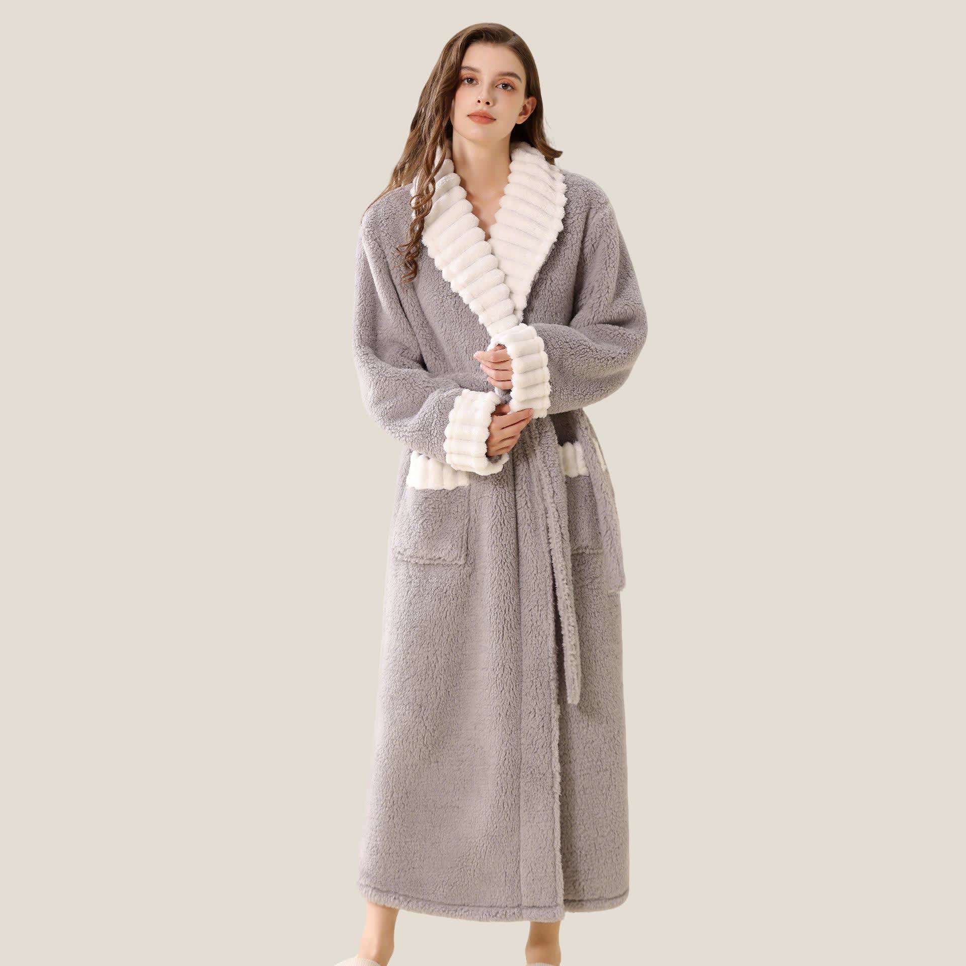 Long Plush Fleece Bathrobe with Pockets - image 1