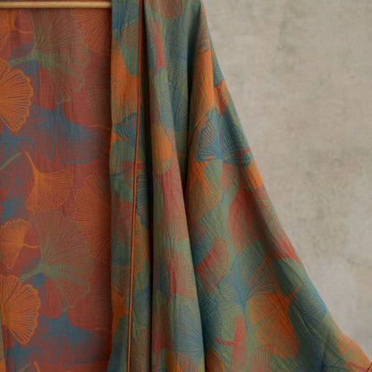 Ginkgo Leaf Print Cotton Kimono Robe - image 4